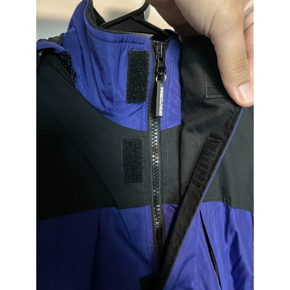 Eddie Bauer Ebtek Jacket Mens Small Blue Black Anorak Windbreaker Outdoor Zip Up